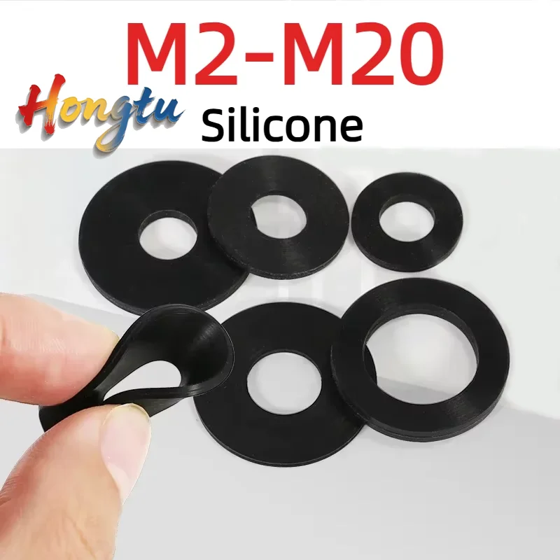 10–100 Pcs Black Silicone Washers Sizes: M2–M20 (Incl. M2.5, M2.7) O - Ring / Flat Washer / Seal Gasket