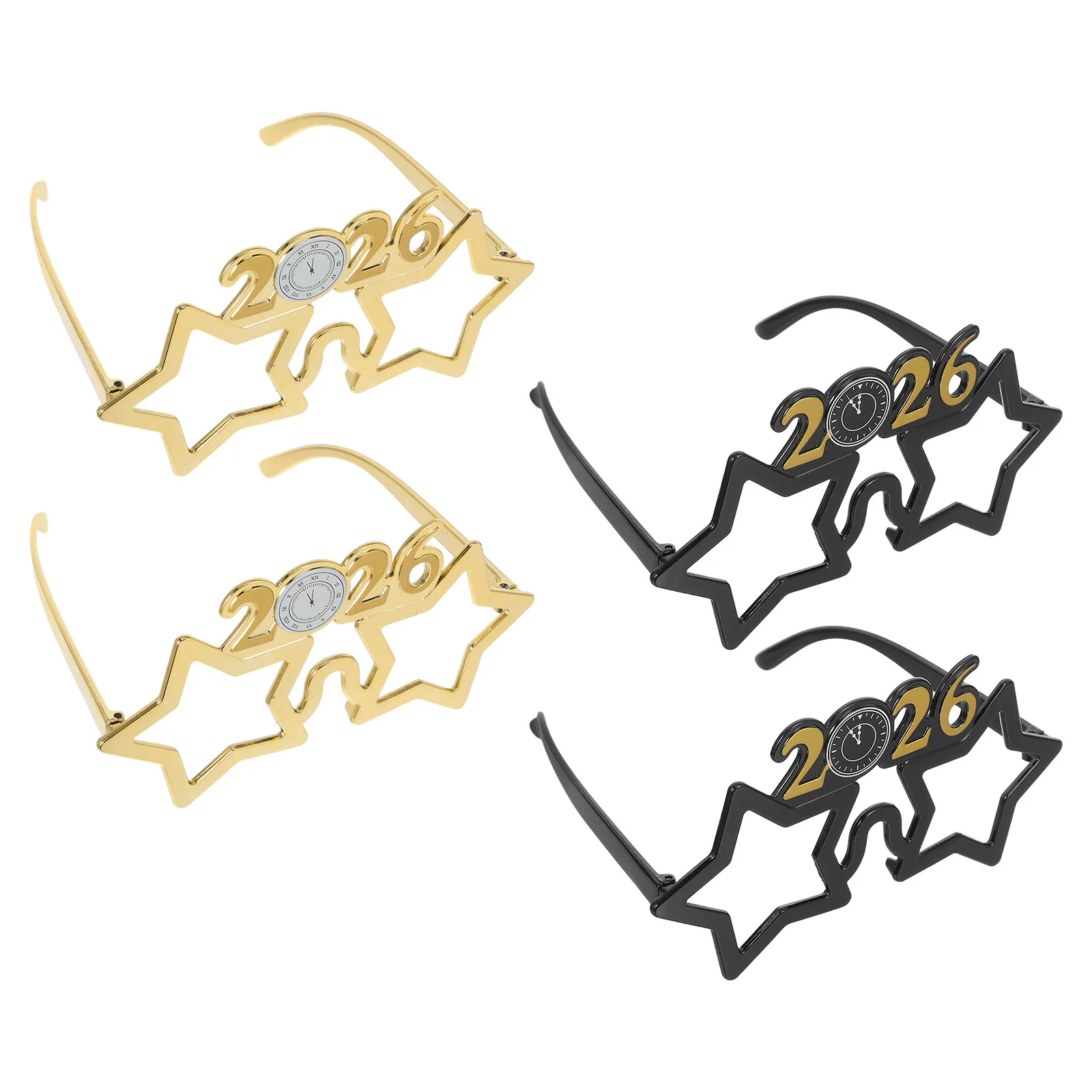 

4pcs 2026 Glasses Retro-Style Party Favors Bright Frames Pc Material For New Year'S Eve Celebration Decorations New