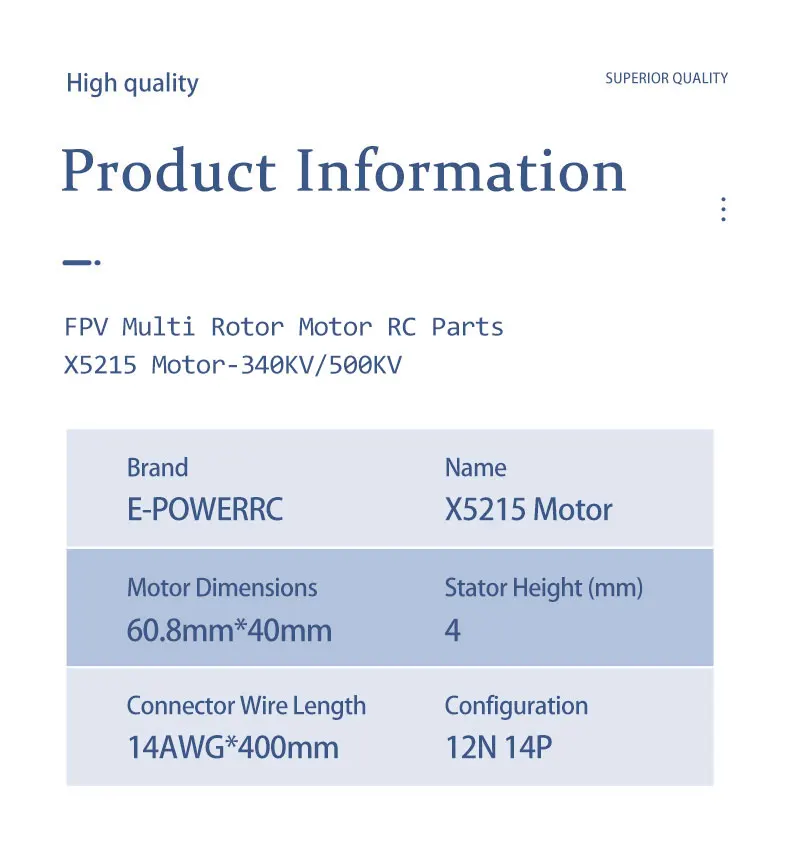 4 Stück E-POWERRC 4S-8S X4215 400KV 650KV X5215 250KV 340KV 420KV 500KV Bürstenloser Motor für 15-16 Zoll FPV Freestyle RC-Drohnen – Detail 16