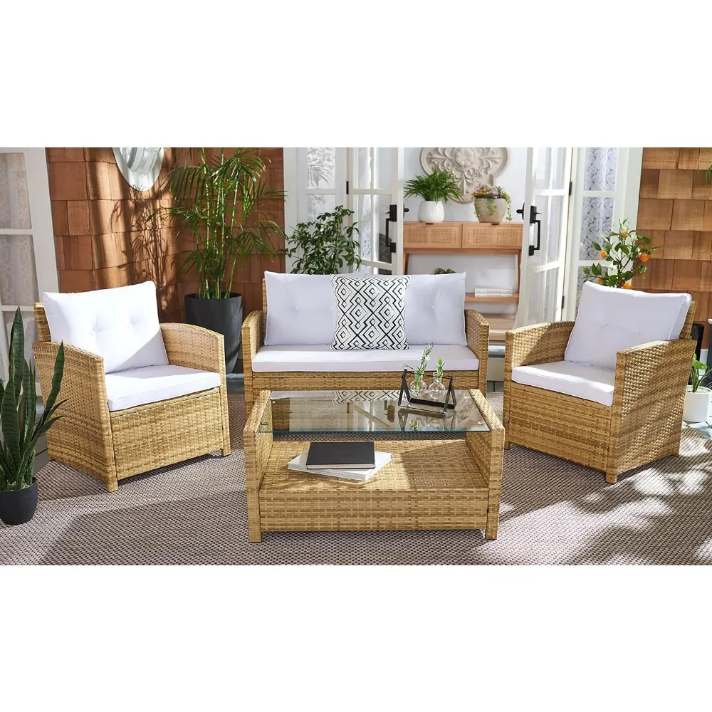 

Outdoor Collection Vellor Natural/White Cushion 4-Piece Conversation Patio Set PAT7516D