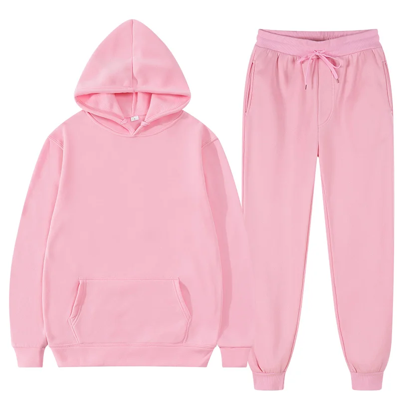 

Autumn Solid colour Sets Women Fashion Hoodies Pants Casual Jogger Suit Tracksuit Sweatshirt Pullover For Men And Women