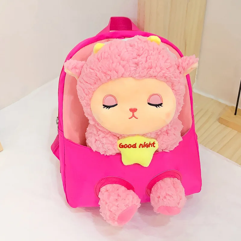 Novo dos desenhos animados de ovelhas crianças mochila leve backpck independente saco de pelúcia mochila menina pequenos sacos de escola do jardim infância