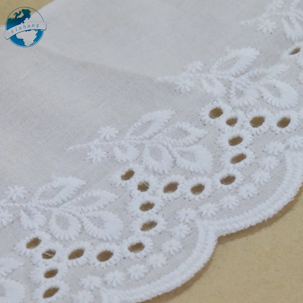 100% Baumwolle Stickerei 8,5 cm breite weiße Spitze Nähband Trim Stoff DIY Handwerk Lieferant Hochzeits kleid Accessoires #4336 – Detail 4