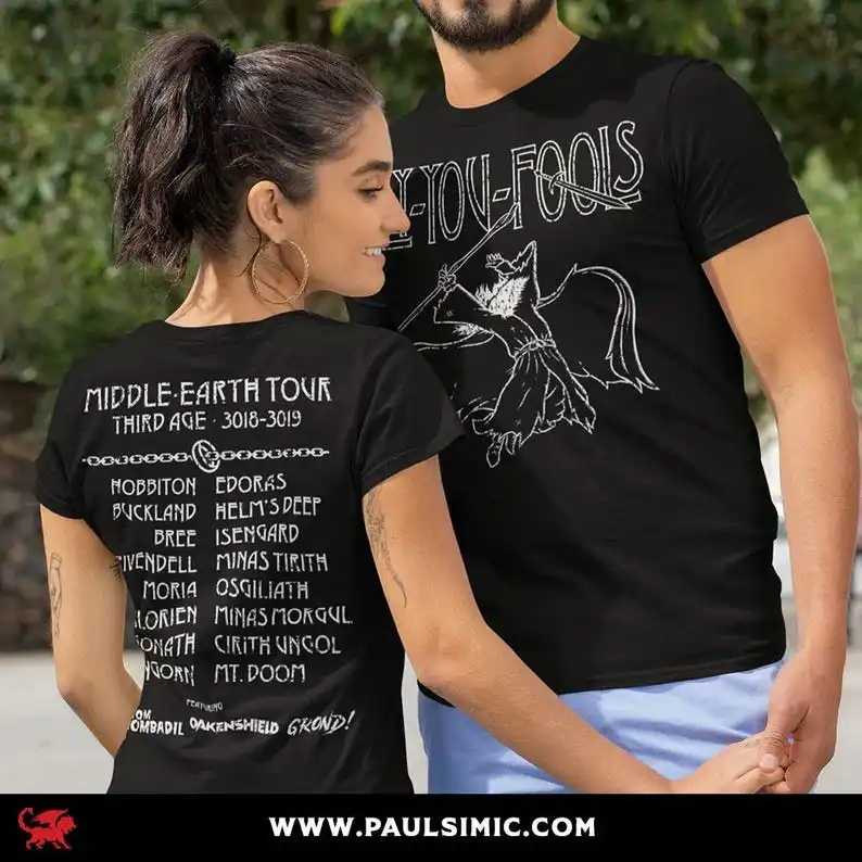 Middle-Earth Tour Shirt  - Fly You Fools - T-Shirt | Wizard Short Sleeve Shirt | Tshirt  Unisex Tee Shirt T-shirt