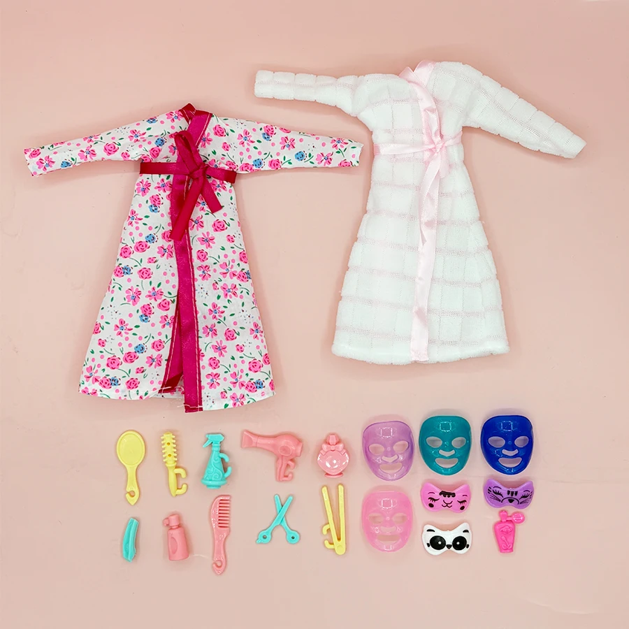 Handmade Bathrobe for 11.5in/30cm Dolls Cute Mini Items Facial Mask Hair Accessories Set Miniatures Toys for Girls Playset