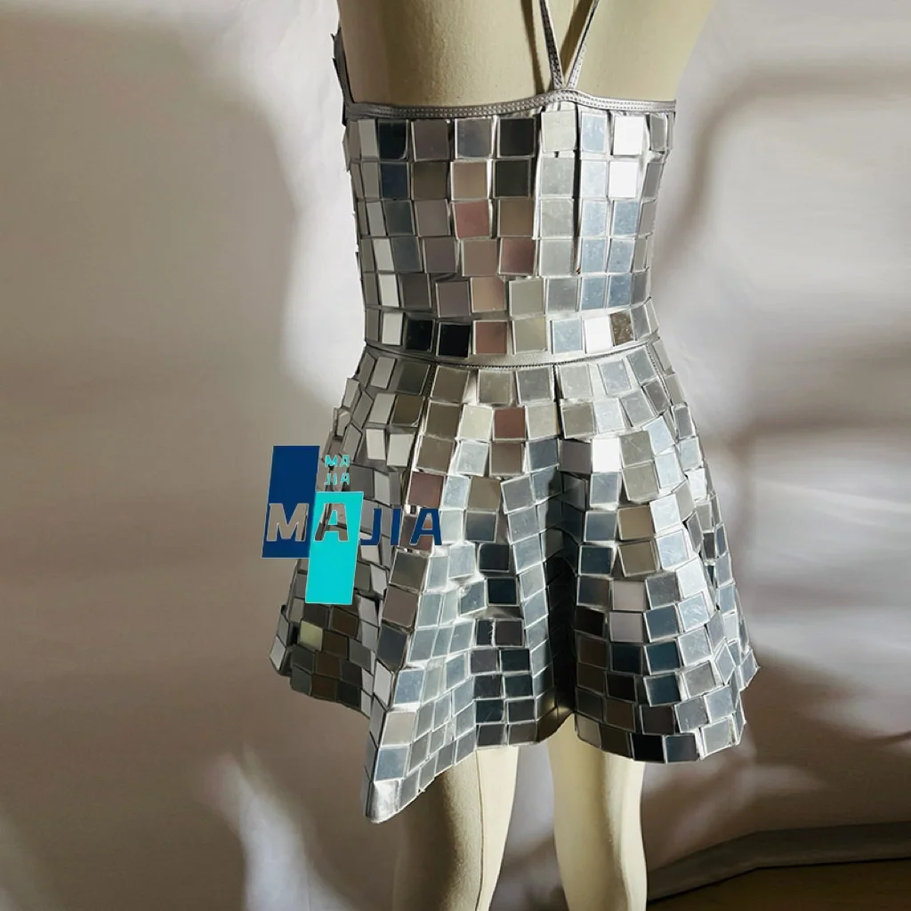 Abito a canotta sexy Abito da discoteca classico da donna con specchio per spettacoli teatrali Eventi da indossare durante le vacanze