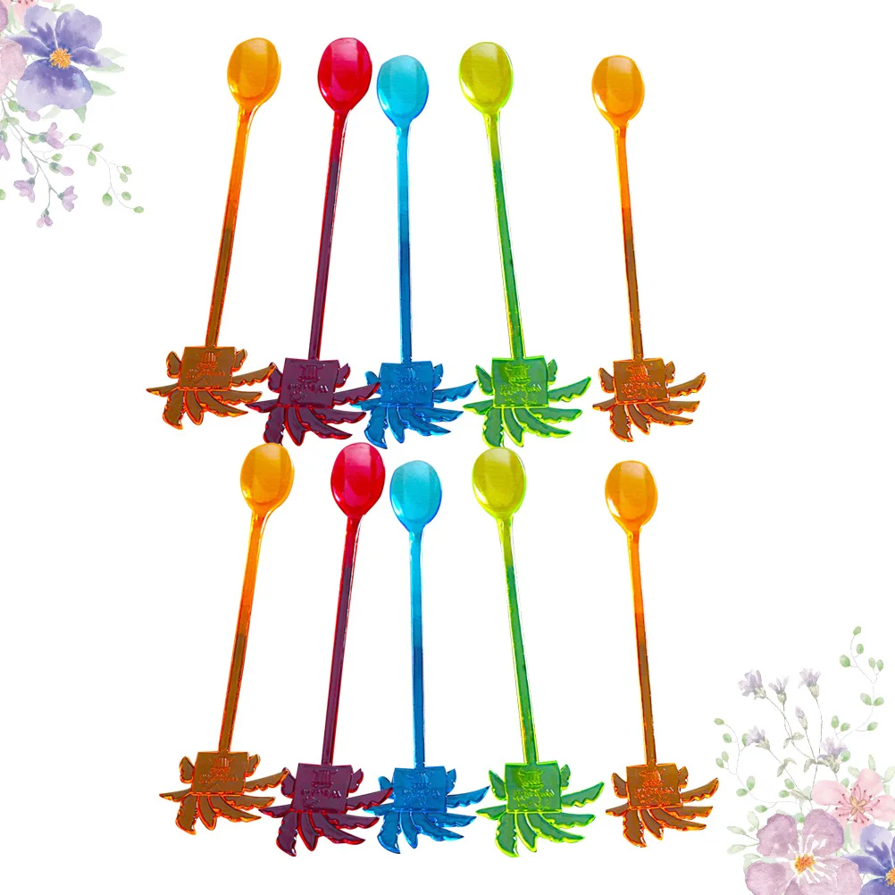 

10Pcs Vibrant Color Coconut Tree Beverage Stick Drink Stirrer for Juice Coffee Ice Party Blender Mixing Tool Random Color