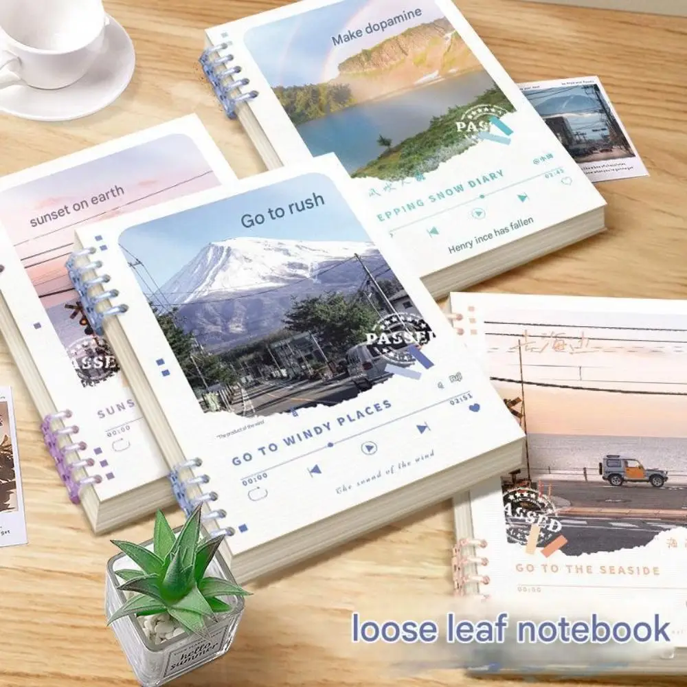 New B5/A5 Loose-Leaf Notebook Detachable Oil Paint Cover Horizontal Line Notebook 60 Sheets Hand Ledger Notepads Office Supplies