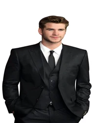 3 Pieces Black Suit for Men Slim Fit Wedding Groom Tuxedos Groomsmen Suits Male Fashion Smoking Costume Homme Blazer Vest  Pants