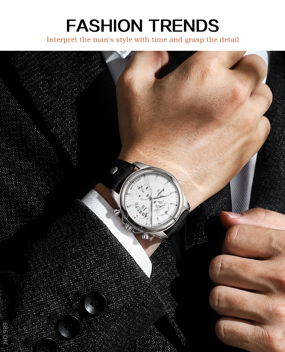 POEDAGAR Luxus Mann Armbanduhr Chronograph Datum Wasserdichte Leder Männer Uhr Casual Quarz herren Uhren Sport Männliche Uhr Reloj – Detail 13
