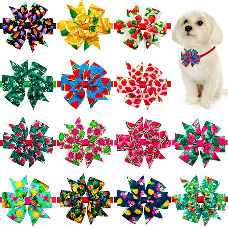 

2022NEW 60/120 PCS Fruit Pet Puppy Dog Cat Bow Ties Adjustable Dog Bowties Bowknot Cat Collar Pet Grooming Accessories Wholesale