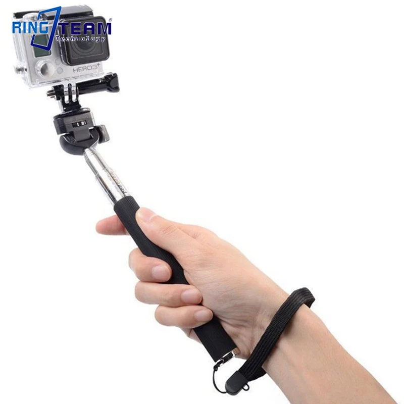 Z07-1 Intrekbare Selfie Stick Voor Gopro/Yi/Sjcam/Sony... Anti-Slip Handvat, 180 Graden Rotatie, Intrekbare, Handig Voor Gebruik