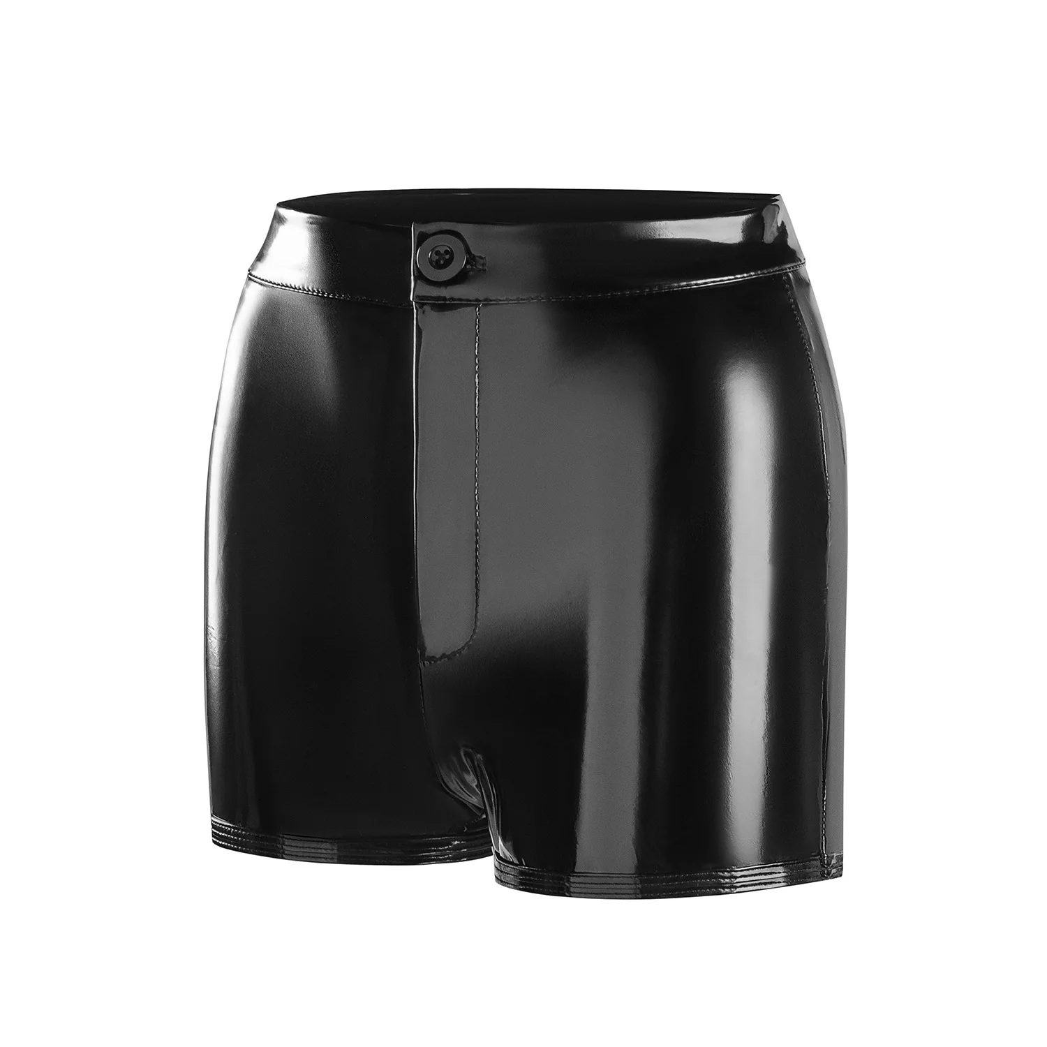 Fashion Women's High Waist Short Pant Glossy Wet Look PU Leather Hot Pants Tight Female Shiny Sexy Shorts Dance Stage Club Wear
