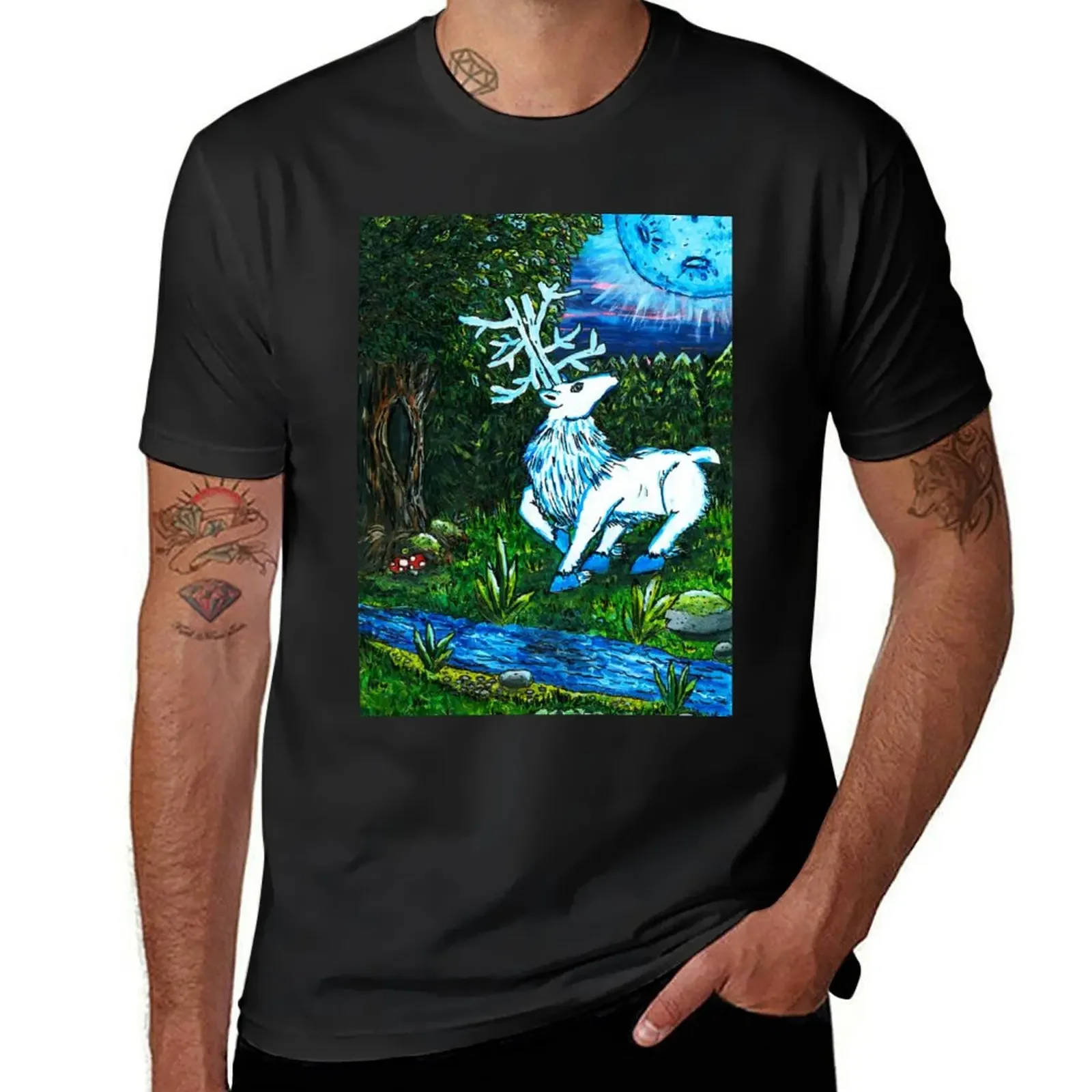 

Dark Forest With White Stag T-Shirt custom t-shirts anime figures plus sizes street wear tee shirts for men
