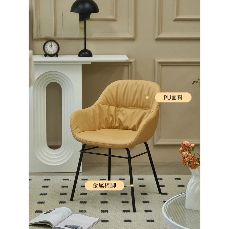 Lazy space and luxury online celebrity ins dining chair Modern home bedroom makeup chair Nordic simple backrest leather chair