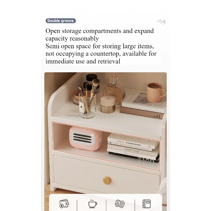 Bedside Table Small Simple Modern Household Bedroom Bedside Storage Cabinet Small Cabinet Bedside Shelf for Rental Room image 3