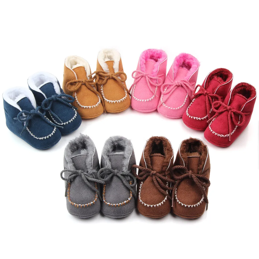 

Winter Baby Girls and Boys Thick Warm Plush Fur Booties Fashion Design Soft Soled Comfortable High Quality Prewalker Shoes D2245