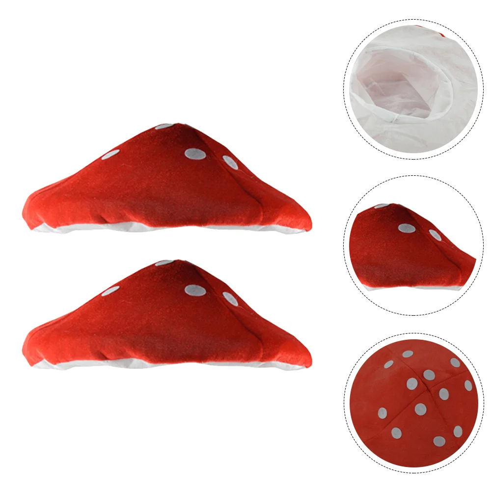 

2 Pcs Women's Hats & Caps Mushroom Shaped Funny Red Make up Decor Party Costume Accessory Child