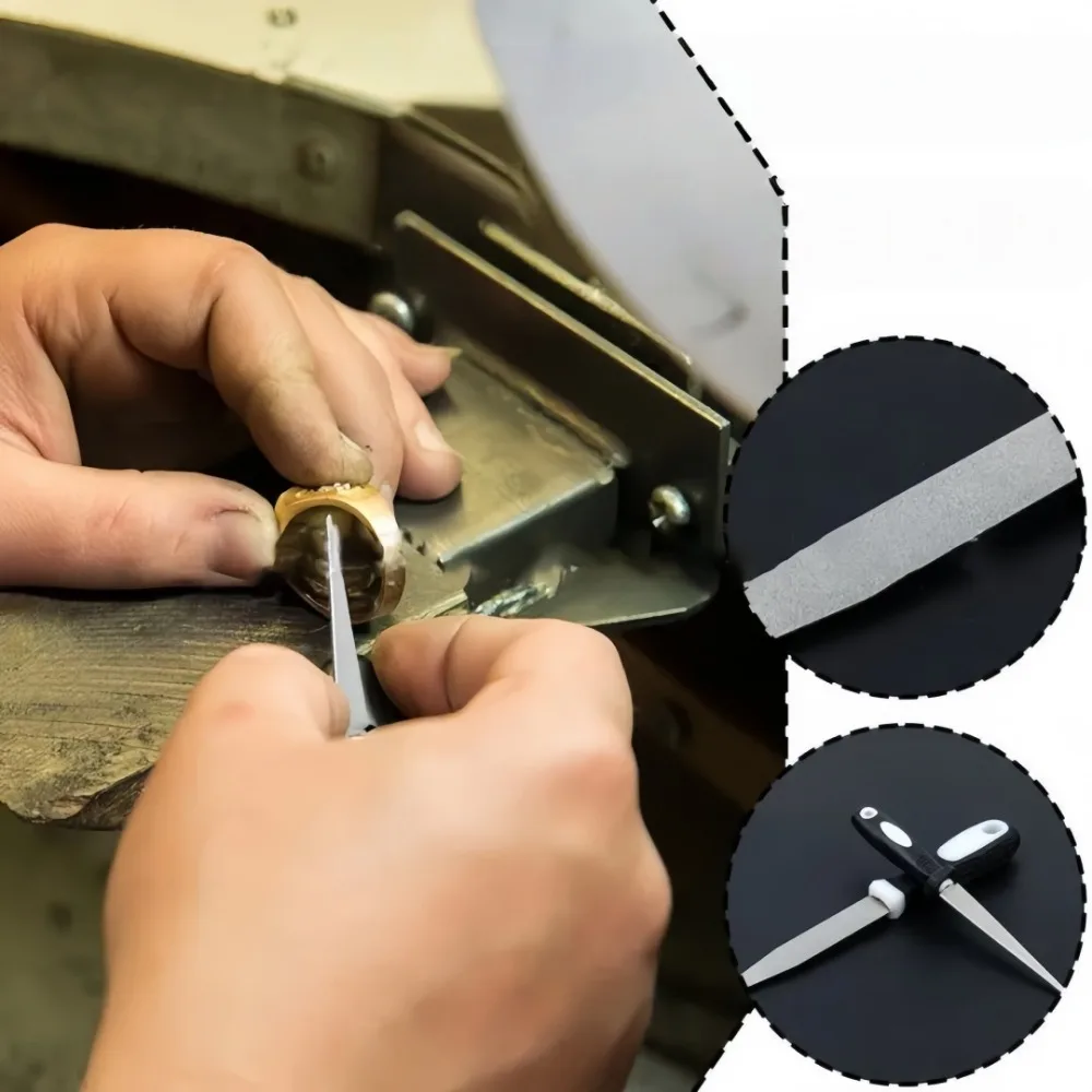 ملف نصف دائري صغير ماسي محمول باليد، سطح مسطح مزدوج الرملي لشحذ الأدوات الحادة، أدوات إزالة الصدأ #3