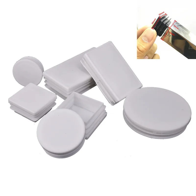 

10pcs Round pipe plug White Plastic tube end cap Anti Slip Alloy ladder chair Furniture Leg Blanking hole dust cover Feet