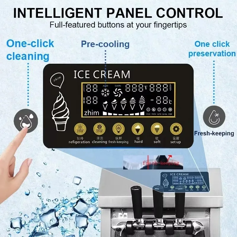 VEVOR Pre-Cooling Commercial Ice Cream Freezer Machine A126 Ice Cream Maker Soft Serve Machine Portable Big Capacity