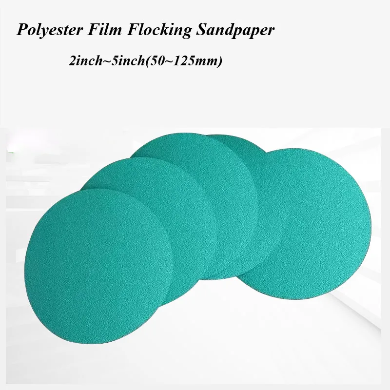 2/3/5inch Green alumina Polyester film plush sandpaper zirconia alumina round sandpaper sheet Plush backed dry & water sandpaper