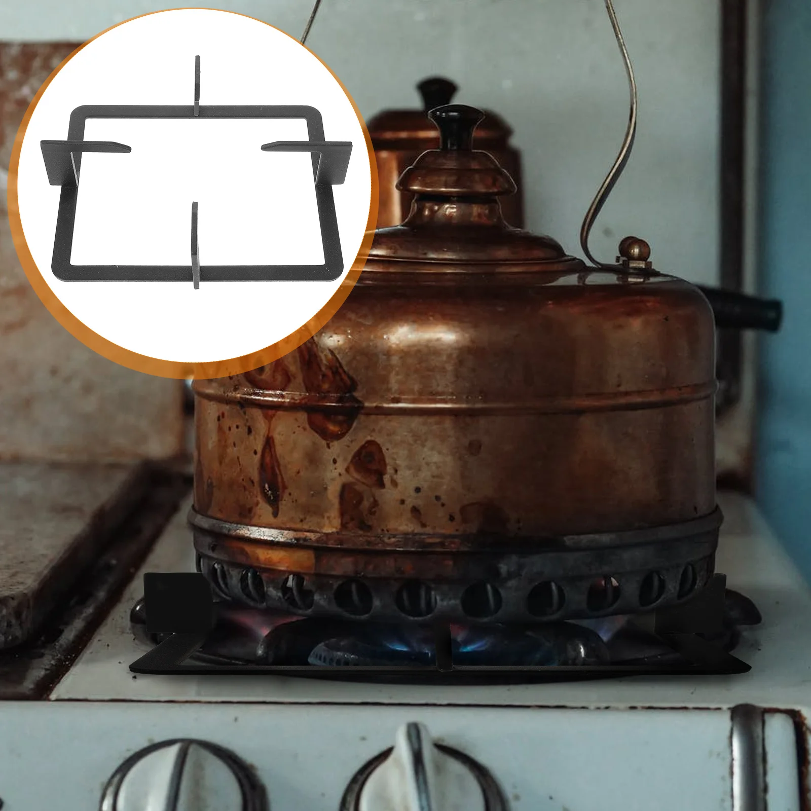 

Cast Iron Gas Rack Square Stove Bracket Non-Slip Durable Milk Pot Holder Sturdy Kitchen Tool Stove Accessory For Home Cooking