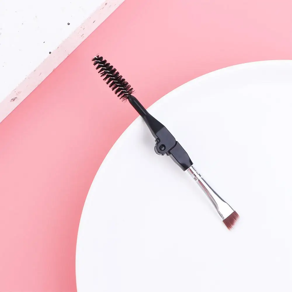 Portable Eyelash Separator Grooming Tool Spoolie Brush Mascara Applicator Foldable Eyebrow Brush Duo Angled Eyebrow Brush