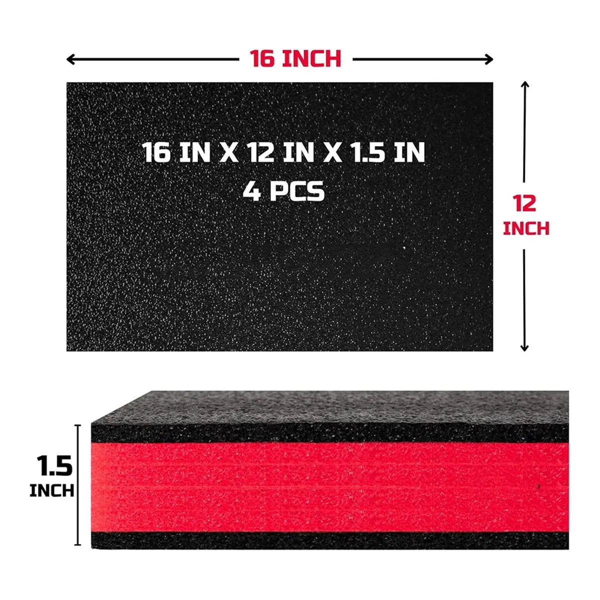 Tool Box Foam 16x12x1.5 Inch 4Pack, Foam Inserts for Cases Shockproof Foam Liner Pearl Cotton