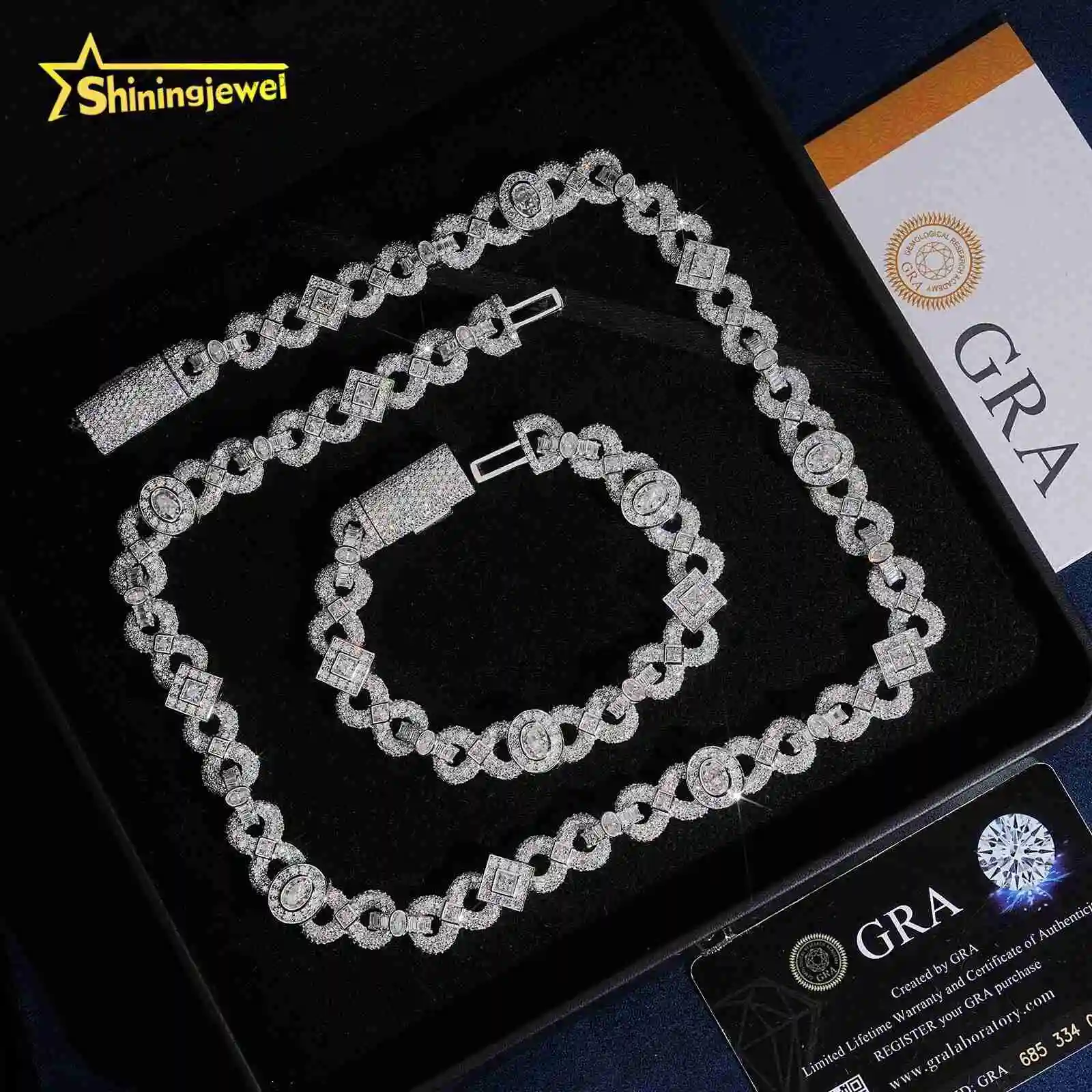 Fine Hip Jeweley Hop Jewelry Men Iced Out Cuban Link Chain 11.5mm 925 Silver VVS Infinite Chain Bezel Setting Cuban Link..