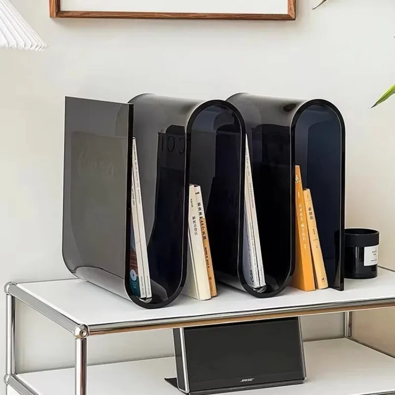 Transparent Acrylic Bookshelf Nordic Side Table for Living Room Modern Home Decor and Magazine Rack in Stylish Design