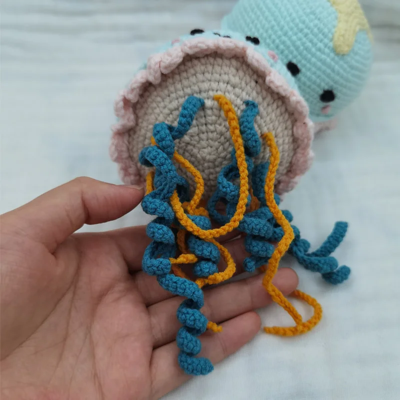 Lovely Handmade Simulation Octopus Pendant Plush Stuffed Toy Soft Animal Mobile Rattle for Newborn Kids Fitness Rack Room Decor