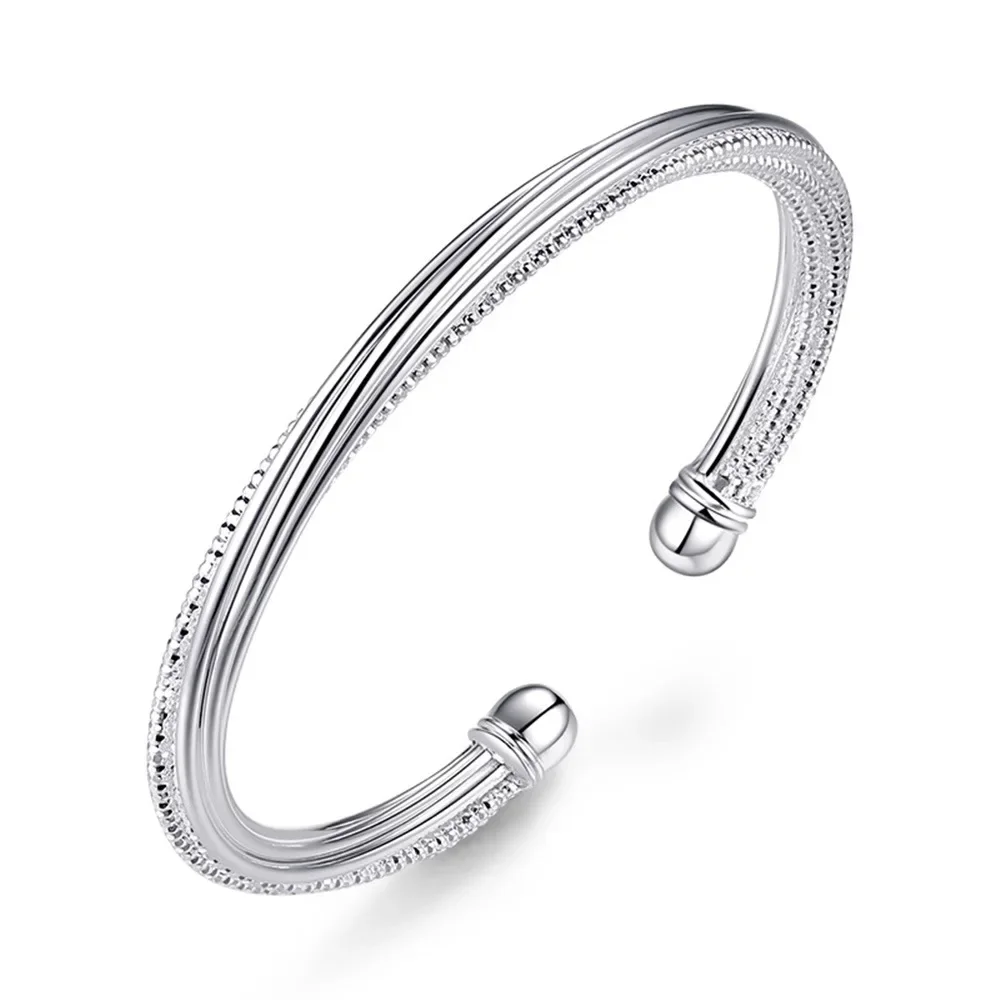 925 Sterling Silver Bracelet For Women men Lovely Flower Chain Fashion Wedding Party Cute Lady Handmade weaving Beautiful