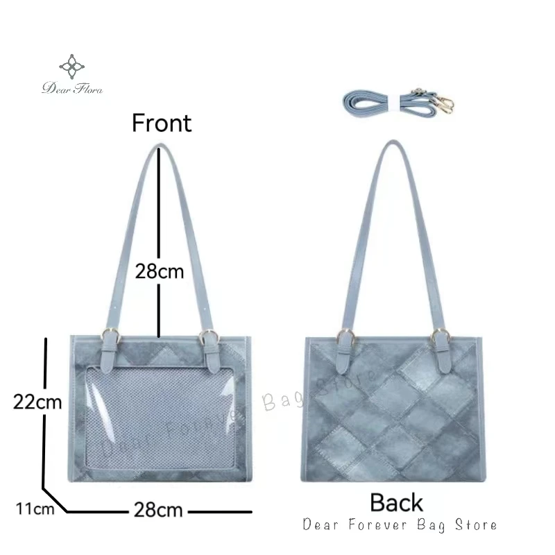 Nova moda feminina ita sacos simples grande capacidade bolso transparente bolsa harajuku lolita estilo xadrez ombro crossbody sacos