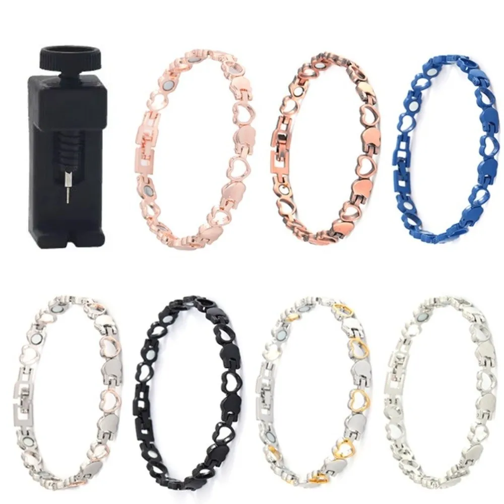 Modern Heart Shape Health Magnetic Bracelet Anti Radiation Magnetic Germanium Bangles Stainless Steel Bracelet Birthday Gift