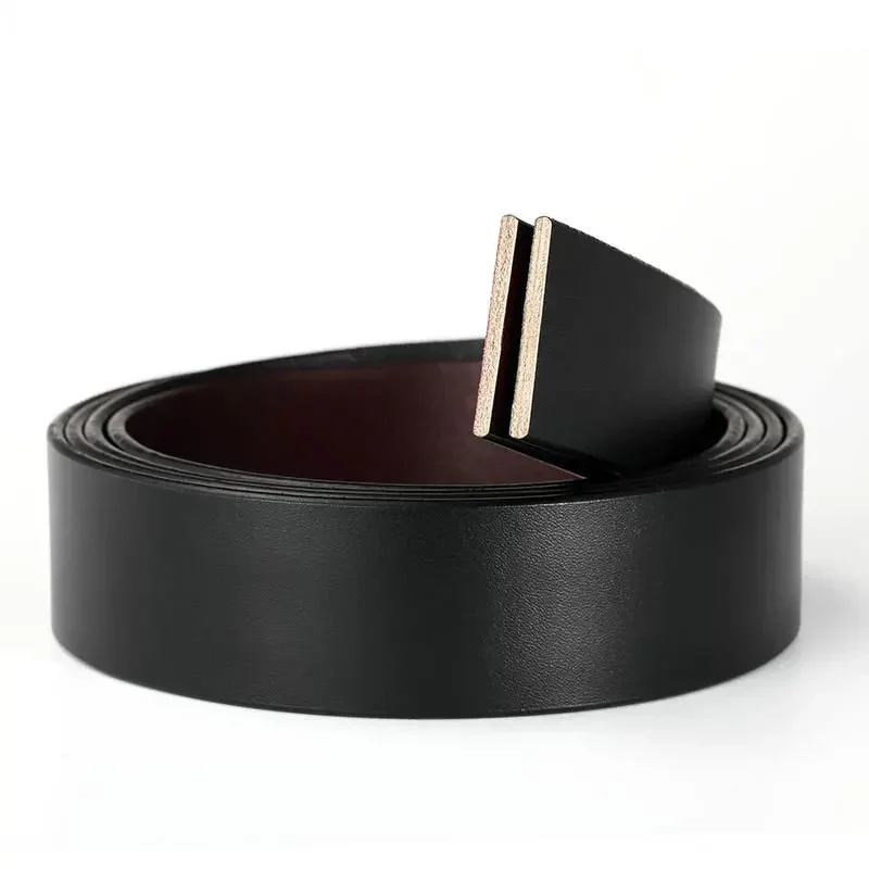 Unisex Leather Belt No Buckle for Automatic Buckle Vintage Belt Body 3.50 cm Straps Width Black Brown