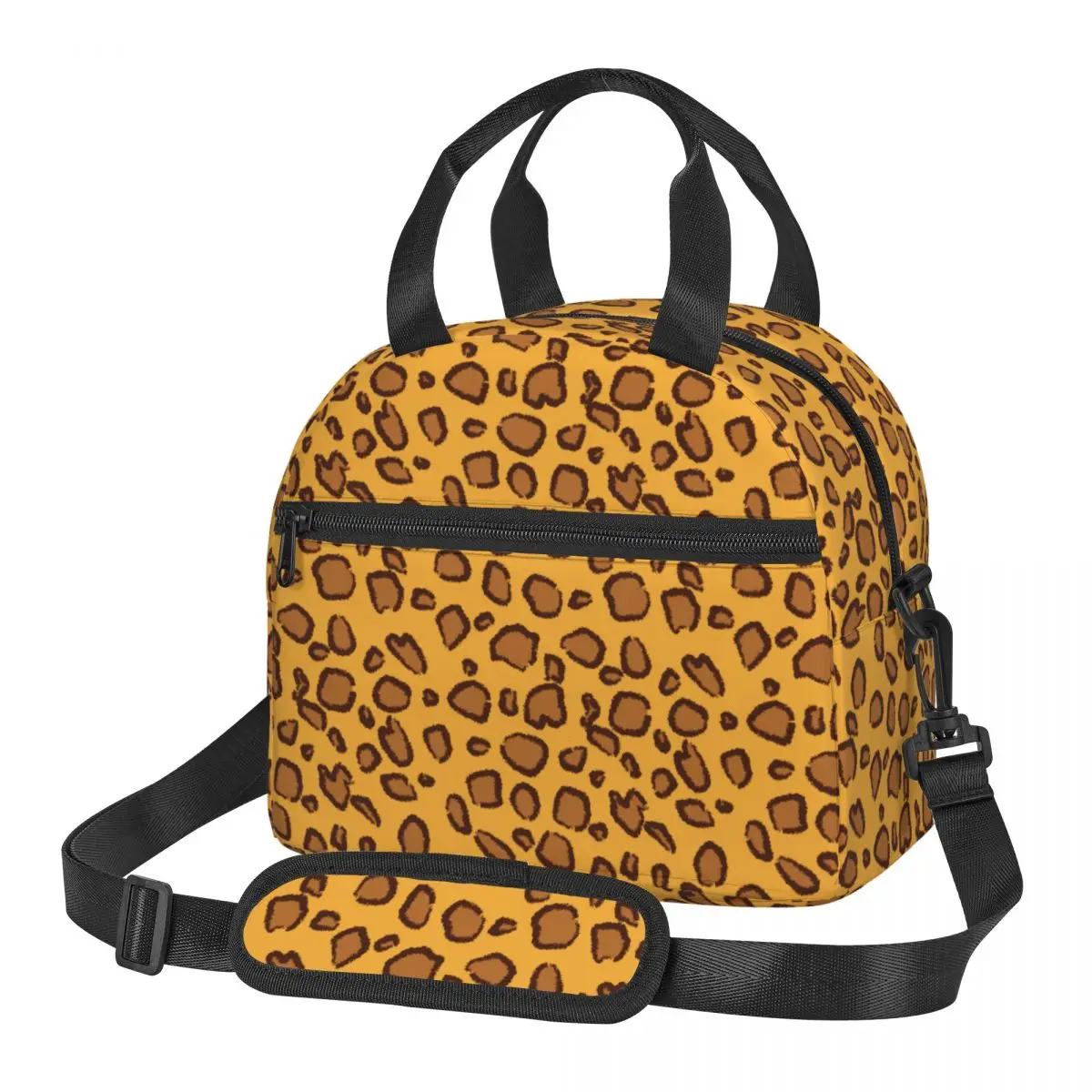 

Cheetah Leopard Skin Texture Large Thermal Insulated Lunch Bags With Adjustable Shoulder Strap Portable Bento Box Food Box