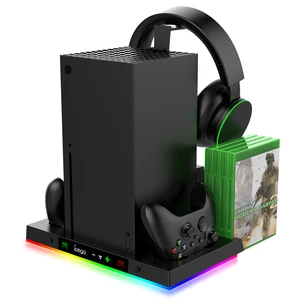 Soporte de ventilador de enfriamiento y estación de carga para Xbox Series X Consola y controlador con luz de color de 15RGB, almacenamiento con sistema de ventilador de 3 niveles 8 mejores series de Xbox de base de ventas X - №8