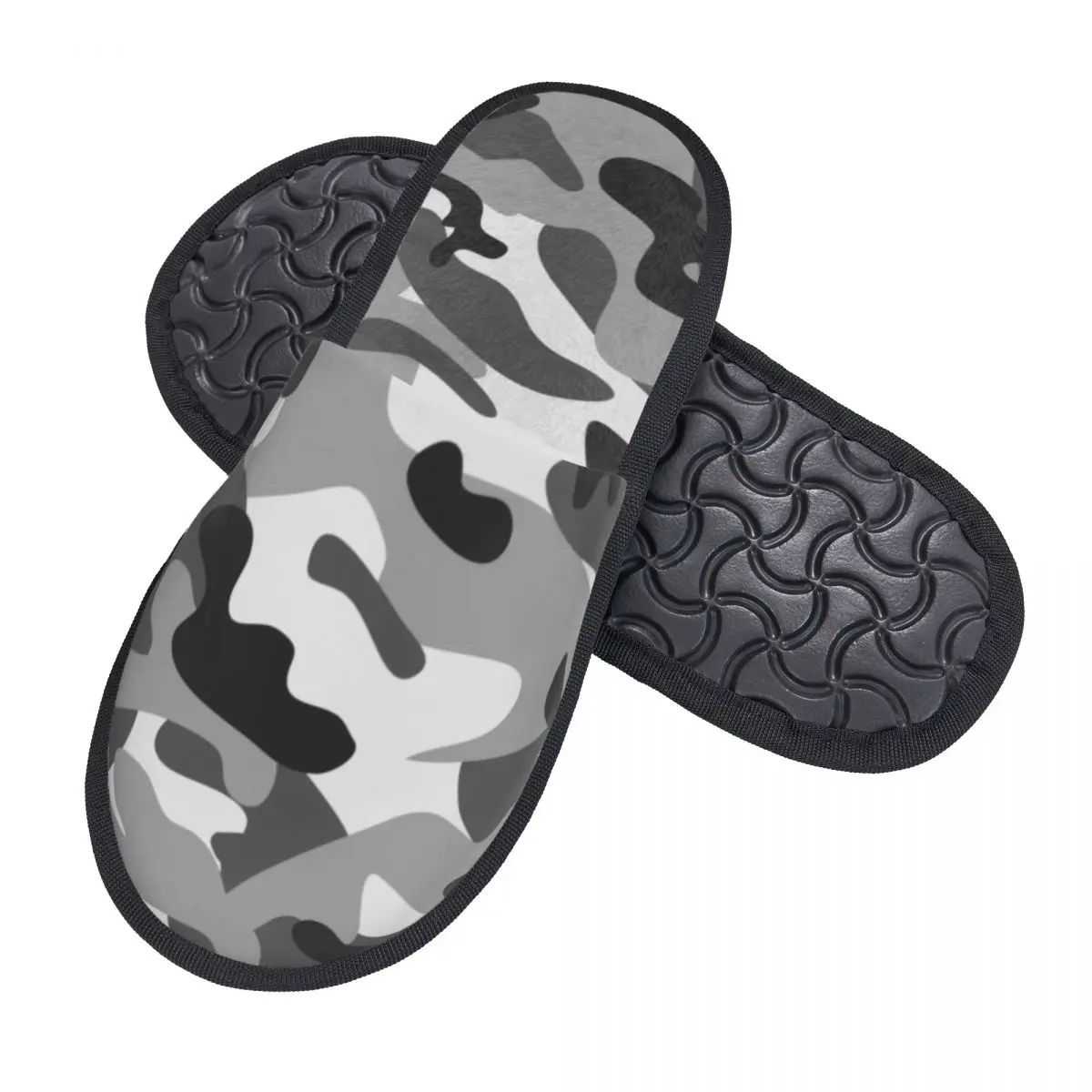 Custom Print Women Grey Camouflage House Slippers Soft Warm Military Army Camo Memory Foam Fluffy Slipper Indoor Outdoor Shoes