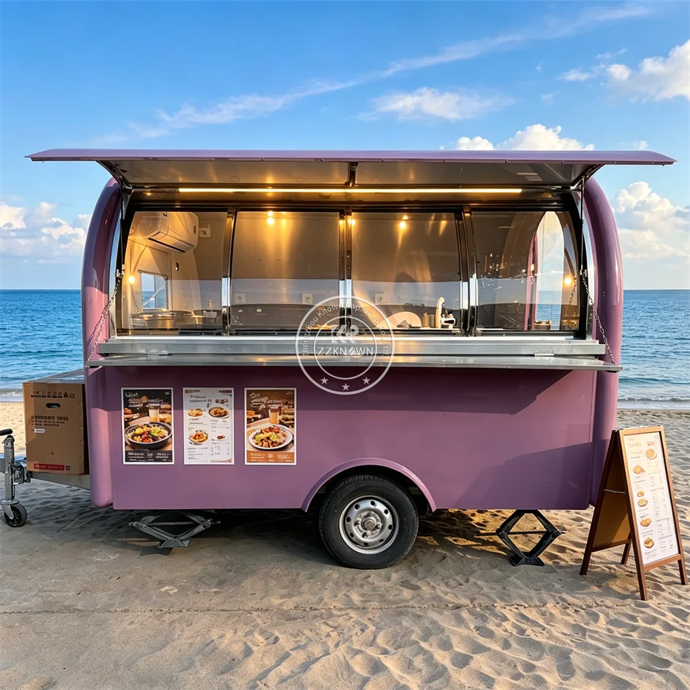 Custom Food Trailer Mobile Burger Pizza Truck Street Kitchen Unit Concession BBQ Snack Food Truck With Commercial Equipment