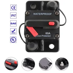 12V-48V DC 30A 60A 80A 100A 150A 250A 300A Fuse Waterproof Charger Circuit Breaker Trolling Power Protection For Car Boat Audio