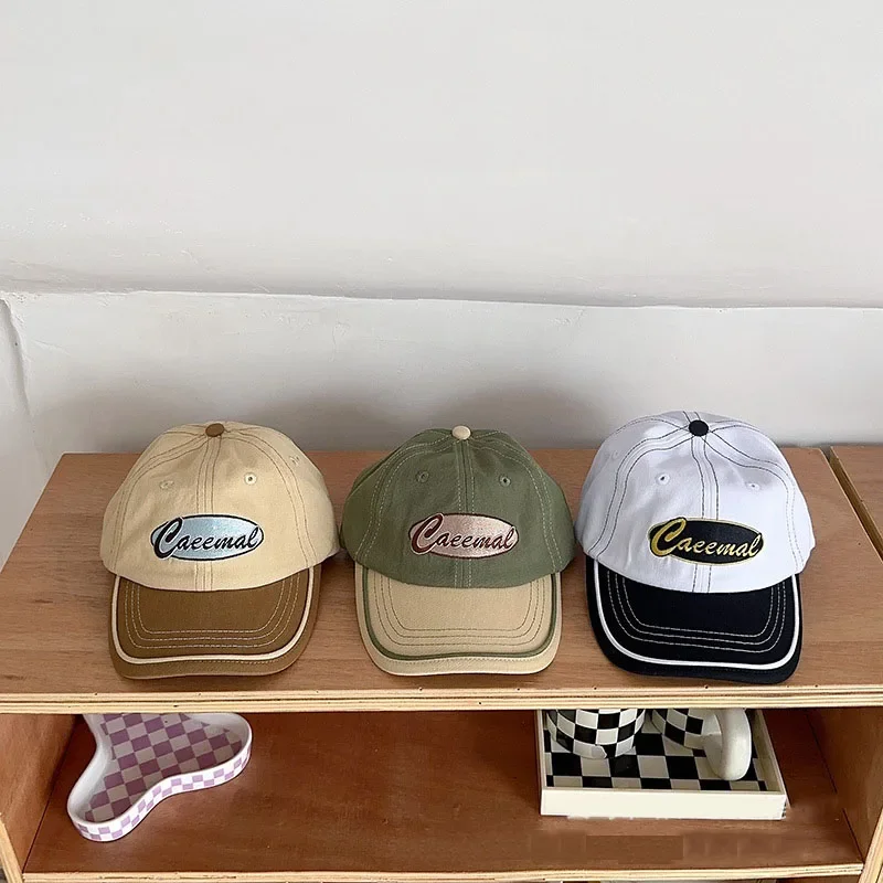 

Fashion Letter Kids Baseball Caps For Girls Boys 2024 Korea Autumn Children's Cap Simple Color Embroidery Kids Sun Hat