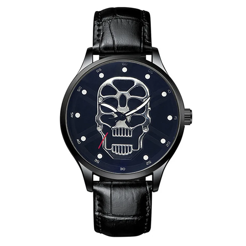 High Quality Men Skull Watch 2024 New Fashion Casual Leather Quartz Clock Analog Male Military Sports Wristwatch Relogio Hot