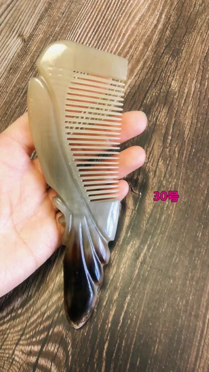 Natural Yak Horn Comb, Fine Tooth, Household Massage, Anti-Static, Gift for Girlfriend, Long Hair