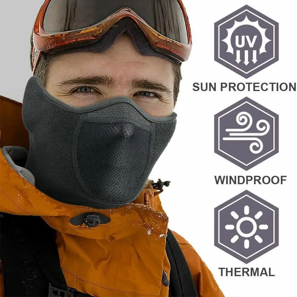 2 In 1 Winter Unisex Warm Mask Windproof Anti Dust Comfortable Breathable Outdoor Cycling Running Sport Facemask Ear Protector