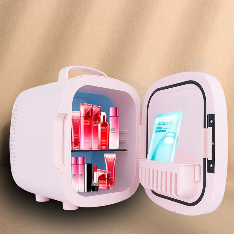 Car Refrigerator Car Dual-Purpose Multifunctional LED Lamp Mirror 6L Storage Mask Cosmetics Small Refrigerator Home