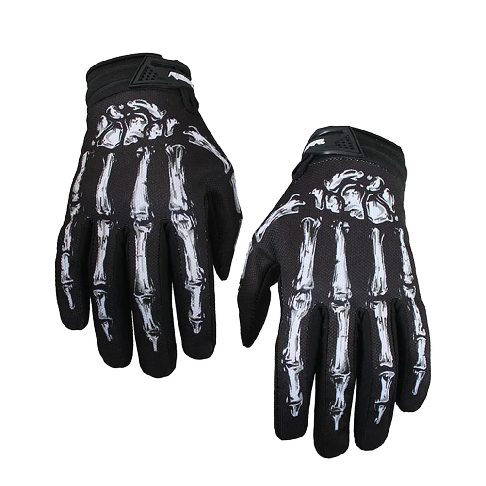 Gants Effrayants pour Adultes, Tête de Mort, Doigt, Patte, Unisexe, Cyclisme, Halloween, Complet, Noir, pour Homme et Femme