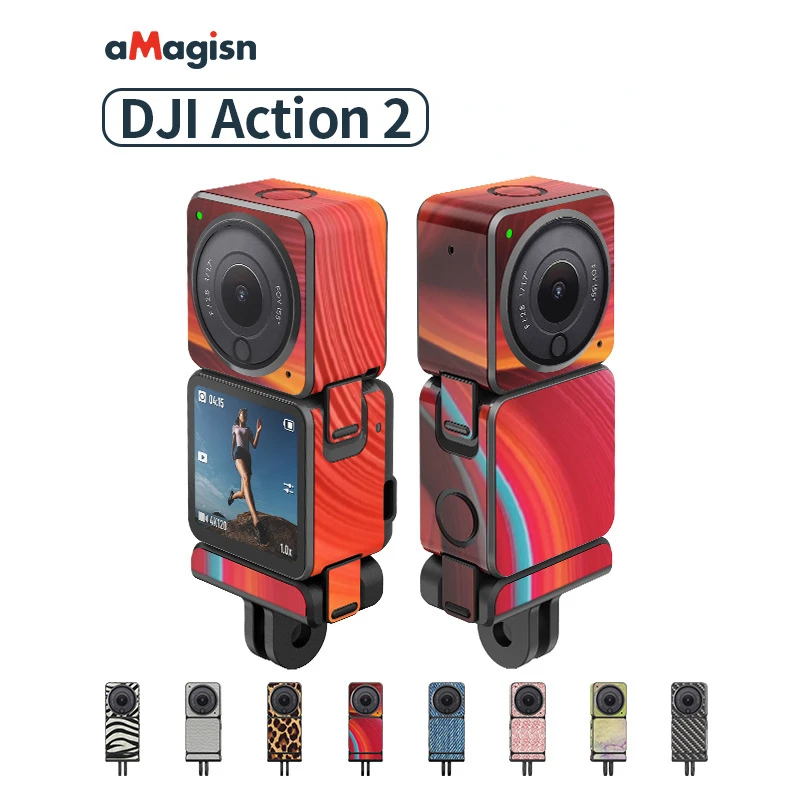 aMagisn For DJI Action2 Battery life dual screen body protection paper action 2 Anti-scratch body PVC protective sticker