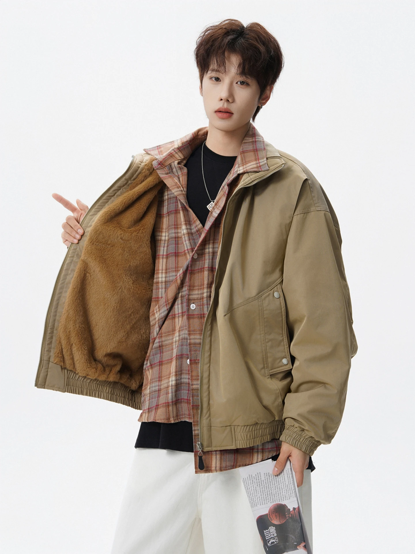 

American Sle Deconstructed Stand Collar Flight Jaet Thiened Cotton Men's Winter Fce Lined Coat Mountain Eagle Outerwear