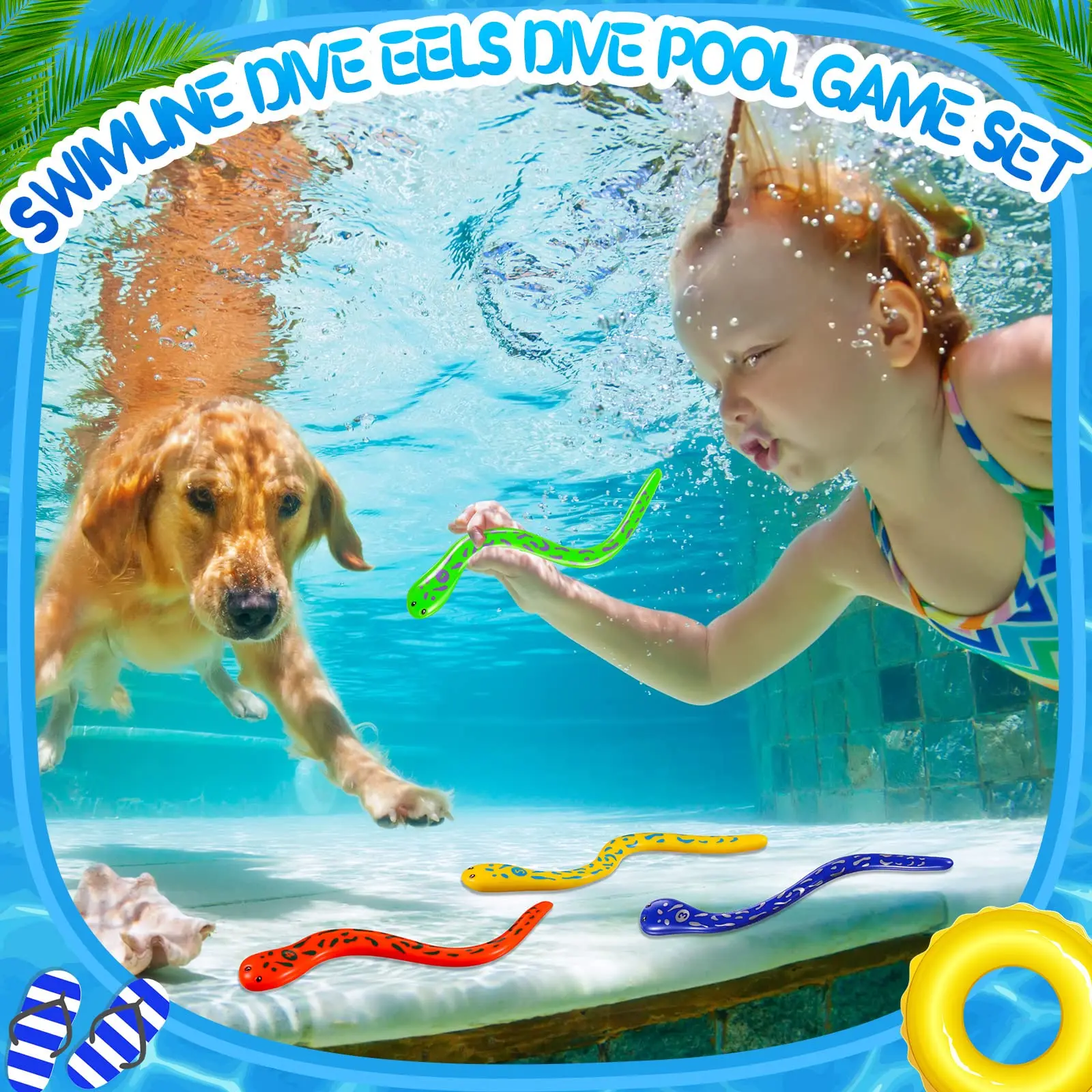 4 Pieces Dive Eels Catch a Snake Dive Toys Water Snake Toy Swimming Pool Games for Toddlers Boys Girls Teens Adults